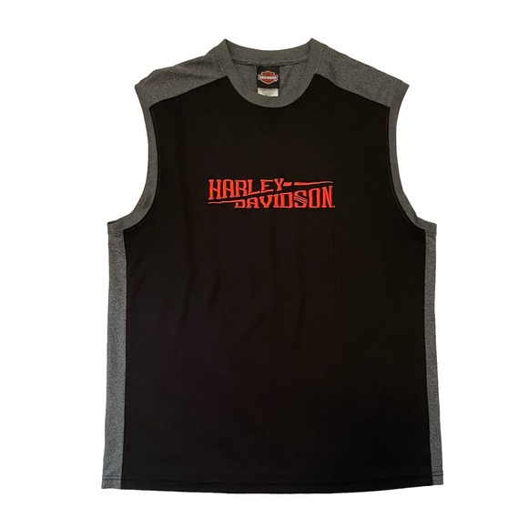 Other - Harley Davidson Black‎ Orange Embroidered Size XL Tank Top Hall's Springfield IL
